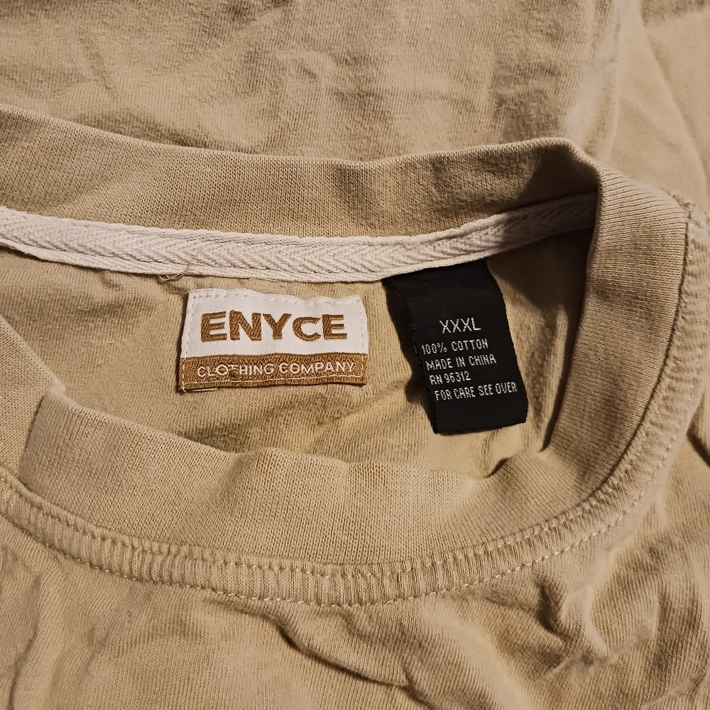 ENYCE Beige Round Neck Short Sleeve Embroidered Casual Shirt Unisex - Picture 9 of 9